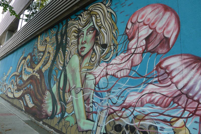 Pared mural en una calle de Vancouver imagenes de archivo Pared mural en una calle de Vancouver imagenes de archivo