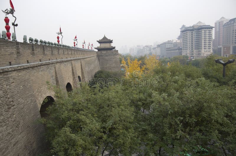 Pared Xi'an China, Shanxi de la ciudad antigua fotografía de archivo libre de regalías Pared Xi'an China, Shanxi de la ciudad antigua fotografía de archivo libre de regalías