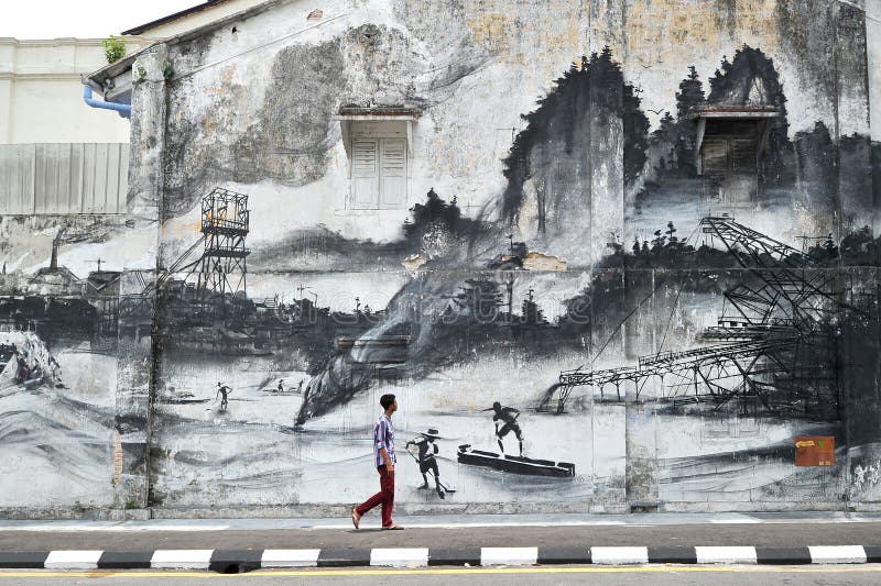 Parede Art Mural De Ipoh Evolução Foto Editorial Imagem de parede