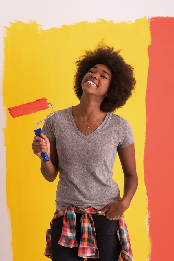 Parede da pintura da mulher negra fotografia de stock royalty free Parede da pintura da mulher negra fotografia de stock royalty free