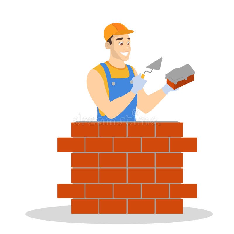 Homem Construtor Durante O Conceito De Trabalho PNG , Tijolo