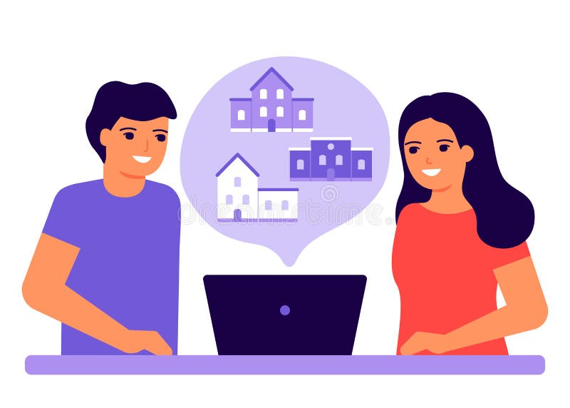 Pareja Joven Usando Laptop Choise Y Soñando Con Casa. Elección Familiar Del Hogar. Sacar Casa Edificio a Crédito Y Ilustración del Vector - Ilustración de edificio, ordenador: 217094234 Pareja Joven Usando Laptop Choise Y Soñando Con Casa. Elección Familiar Del Hogar. Sacar Casa Edificio a Crédito Y Ilustración del Vector - Ilustración de edificio, ordenador: 217094234