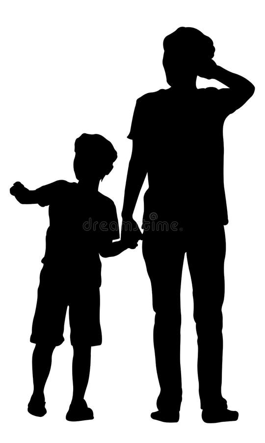 adult and child holding hands silhouette