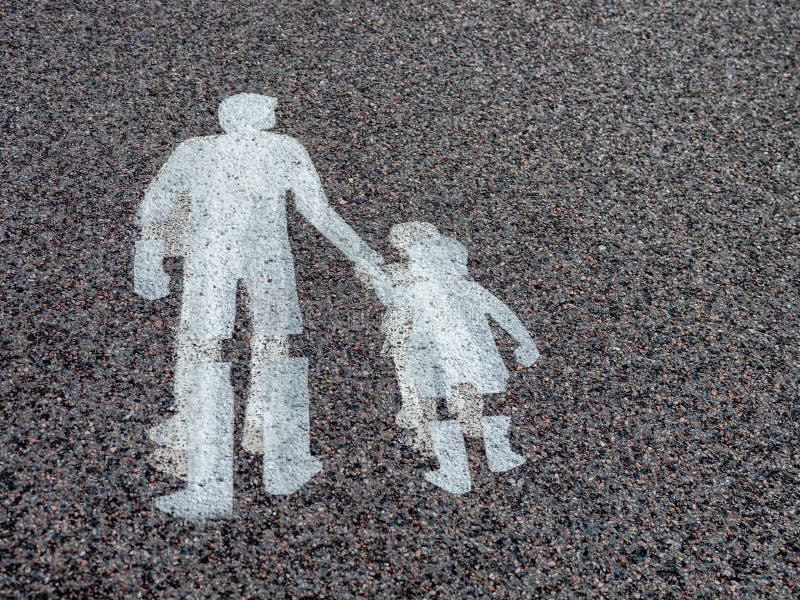 Parent and child, worn out asphalt sign royalty free stock photography Parent and child, worn out asphalt sign royalty free stock photography