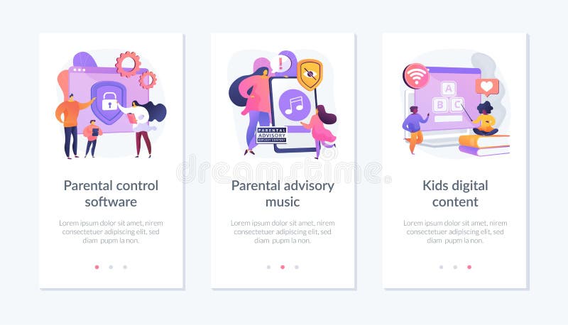 Parental control for kids wellbeing app interface template. vector illustration
