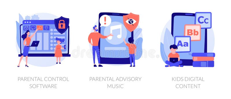 Parental control for kids wellbeing vector concept metaphors. stock illustration