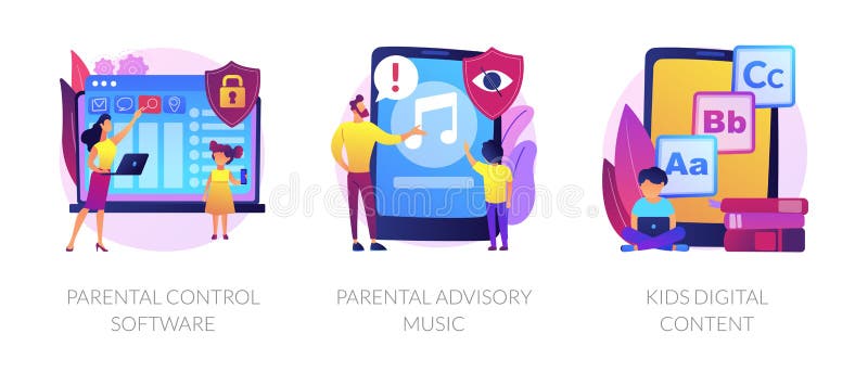 Parental control for kids wellbeing vector concept metaphors. royalty free illustration