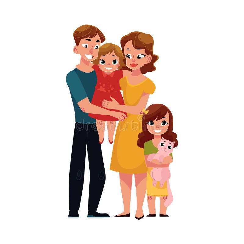 Parents, Mom and Dad, Holding Little Daughter, Loving Family Portrait Stock  Vector - Illustration of female, mother: 97085173
