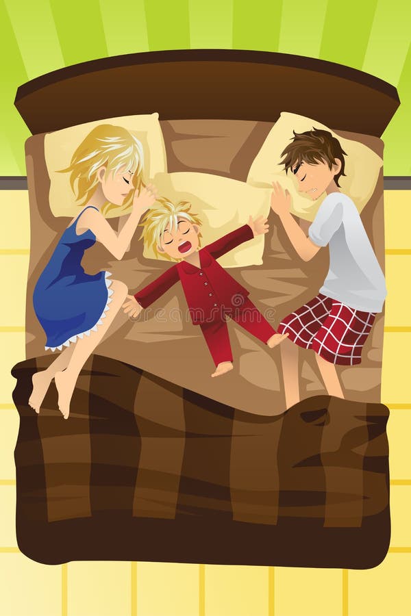 Parents sleeping with child vector illustration Parents sleeping with child vector illustration