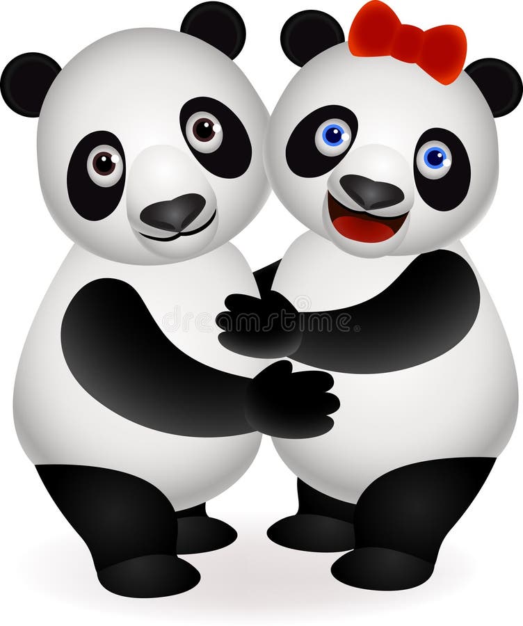 Illustration of cute panda couple. Illustration of cute panda couple