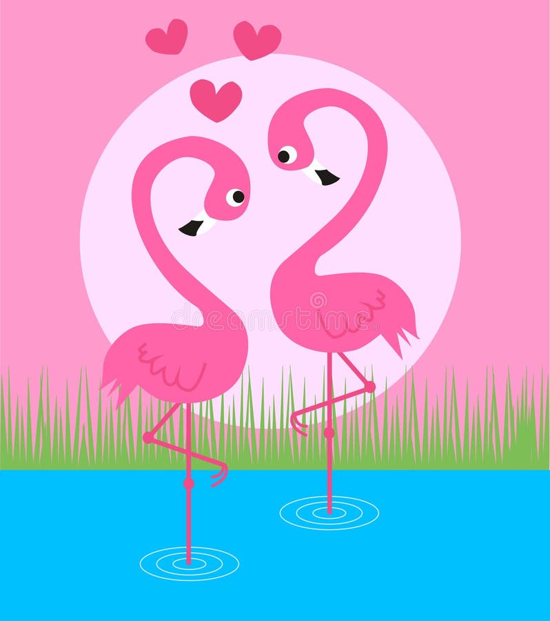 Pares cor-de-rosa do flamingo ilustração stock