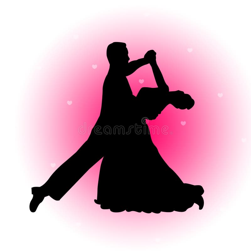 Casal a dançar com fundo de corações ilustração royalty free