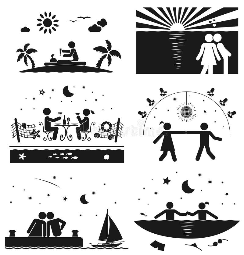 Pares del amor en el mar ilustración del vector Pares del amor en el mar ilustración del vector