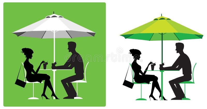 Pares en el café al aire libre libre illustration