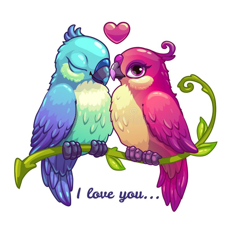 Pares lindos de los pájaros en amor