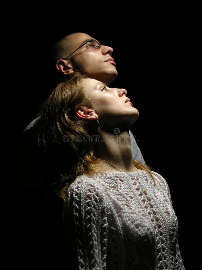 Couple looking to the sky. Couple looking to the sky