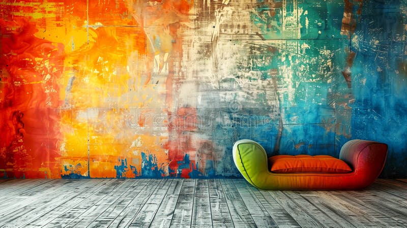 Parete astratta colorata con design moderno del divano royalty illustrazione gratis