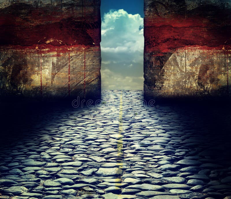 Parete Grungy con il bello paesaggio dietro royalty illustrazione gratis Parete Grungy con il bello paesaggio dietro royalty illustrazione gratis