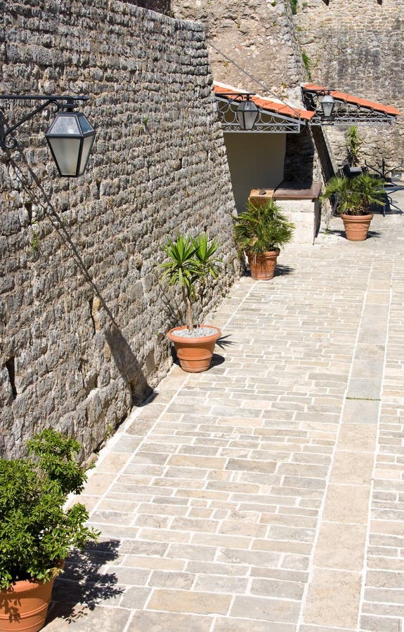 Pareti della fortezza storica, cittadella Budua, Montenegro fotografia stock libera da diritti