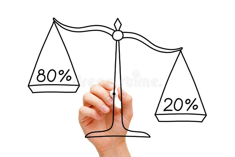 Hand drawing Pareto Principle scale concept with black marker on transparent wipe board isolated on white. Hand drawing Pareto Principle scale concept with black marker on transparent wipe board isolated on white.