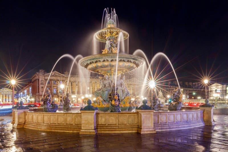 parijs Place DE La Concorde bij nacht stock fotografie parijs Place DE La Concorde bij nacht stock fotografie