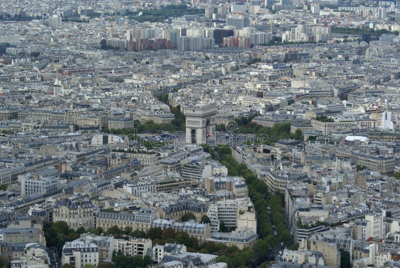 Paris, aerial view from the Eiffel Tower. Arc de Triomphe royalty free stock photos Paris, aerial view from the Eiffel Tower. Arc de Triomphe royalty free stock photos