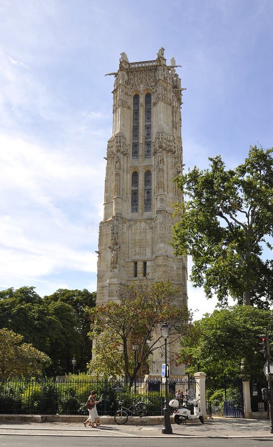 Paris,August 19,2013-Tower Saint Jaques in Paris stock image Paris,August 19,2013-Tower Saint Jaques in Paris stock image