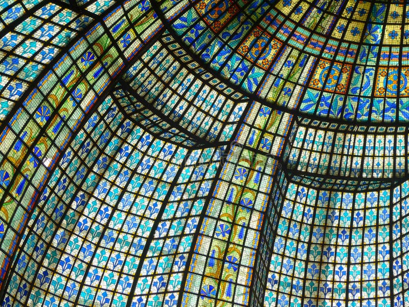Paris beautiful color of stained glass windows royalty free stock images