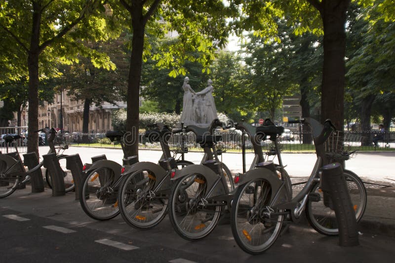 Paris. Bikes on the Streets. Stock Image Image of pedal, lifestyle