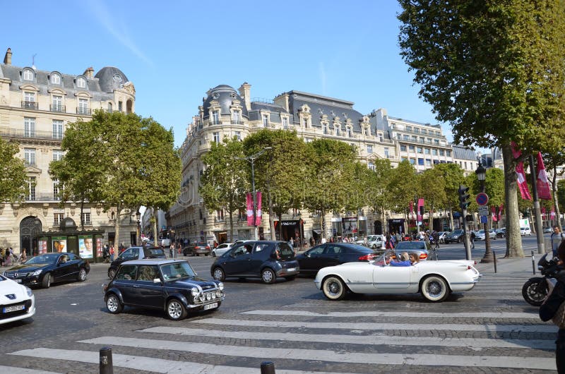 Avenue Champs Elysees Shops Traffic Cafes Buildings Paris France Editorial  Photography - Image of travel, view: 230798167
