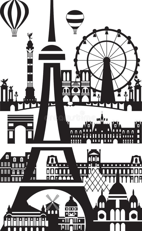 Paris City Skyline Vector 8 Editorial Photography - Illustration of ...