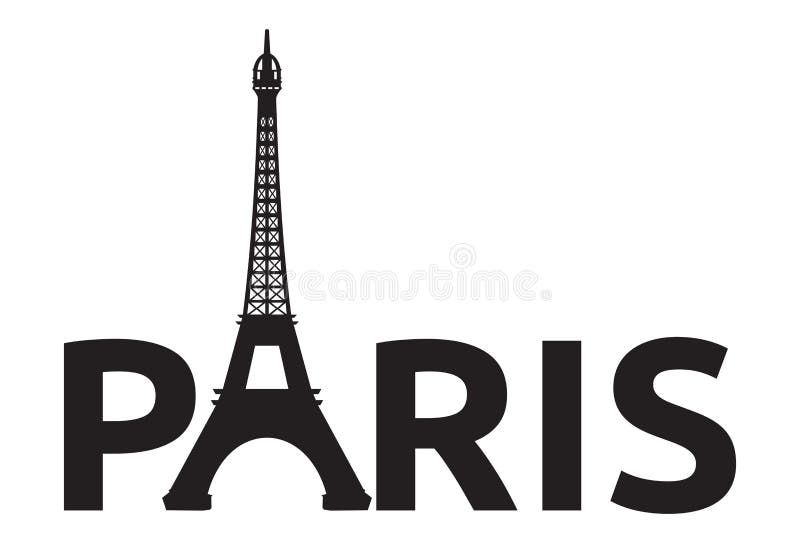Paris with Eiffel Tower, Vector Set Stock Vector - Illustration of ...
