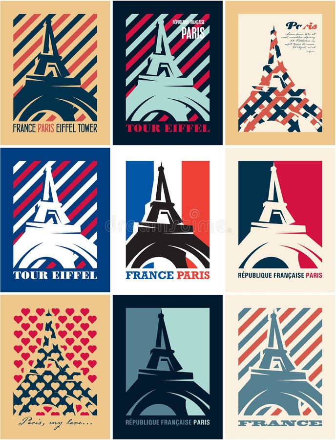 Paris, Eiffelturm, Frankreich, Art Deco-Artposter, Reisepostkarten vektor abbildung Paris, Eiffelturm, Frankreich, Art Deco-Artposter, Reisepostkarten vektor abbildung