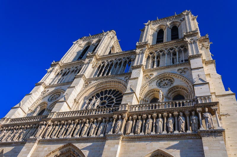 PARIS, FRANCE - APRIL 15, 2019: Notre Dame de Paris cathedral, France. Gothic architecture