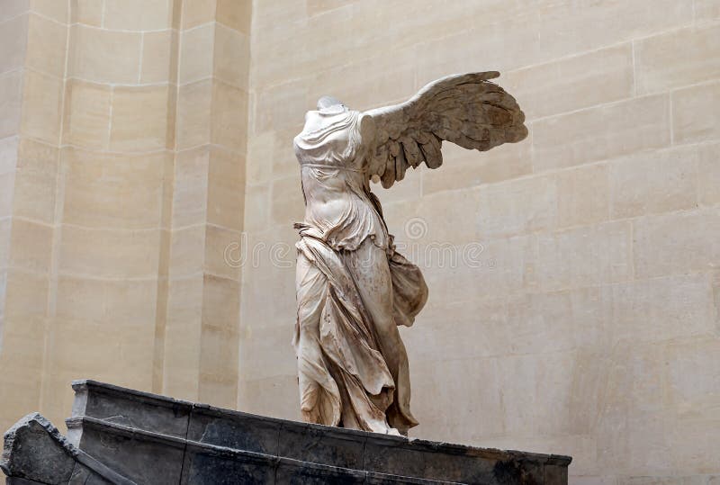 PARIS, FRANCE - April 15, 2015 : Winged Victory of Samothrace, Called Nike Marble Sculpture in Louvre Museum Editorial Photography - Image of marble, ancient: