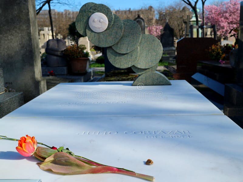 Argentine Novelist Julio Cortazar Grave at Montparnasse Cemetery Stock Argentine Novelist Julio Cortazar Grave at Montparnasse Cemetery Stock