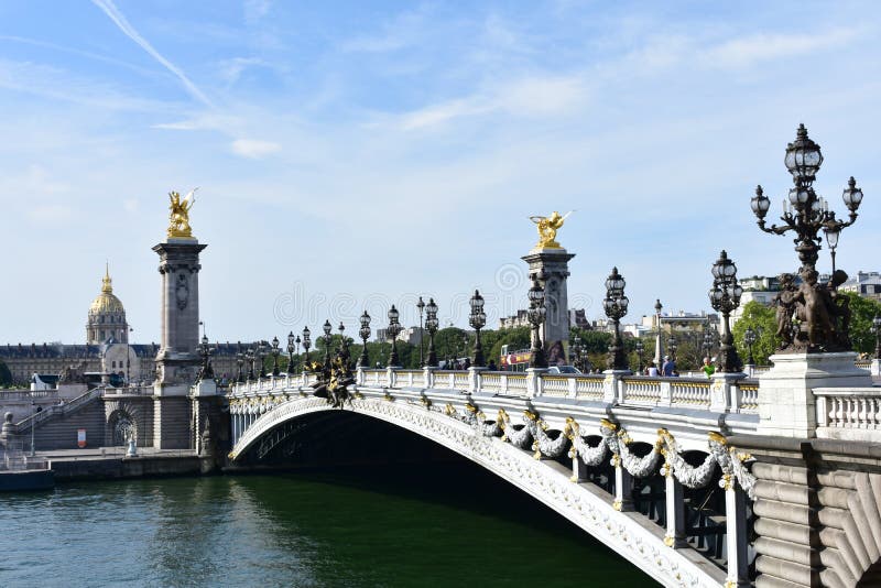 Pont Alexandre III and Hotel National Des Invalides. Paris, France ...