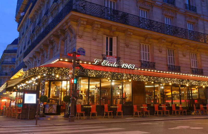 The Traditional Parisian Restaurant Etoile 1903 at Night . it Located ...