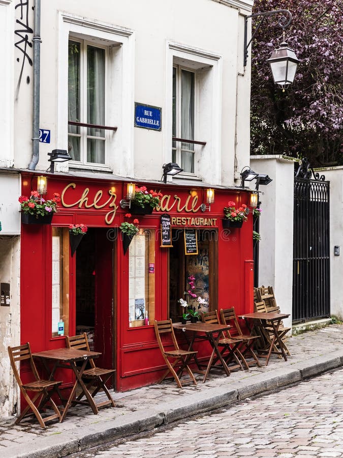 Charming Restaurant Chez Marie on Montmartre Hill. Paris, France ...