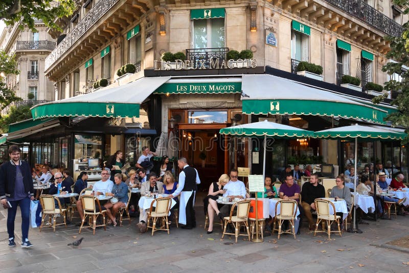 The famous parisian cafe Les Deux Magots, Paris, France