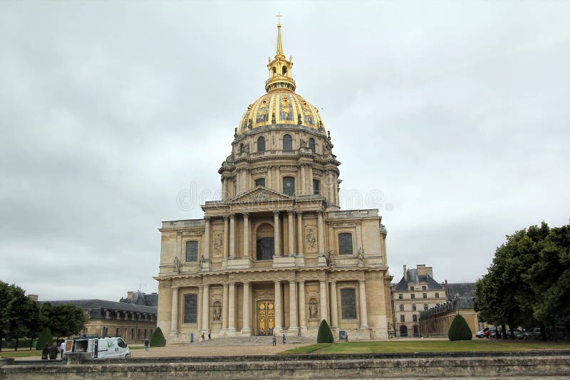 PARIS, FRANCE- JUNE 7, 2011: The classical building of Les Invalides cathedral dome in Paris. The classical building of Les Invalides cathedral dome in Paris stock image PARIS, FRANCE- JUNE 7, 2011: The classical building of Les Invalides cathedral dome in Paris. The classical building of Les Invalides cathedral dome in Paris stock image