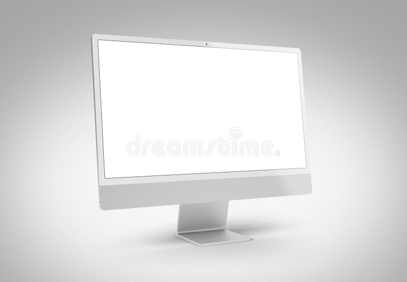 PARIS - France - March 15, 2023: Newly released Apple Imac 24 inch desktop computer, silver color, front view- 3d rendering