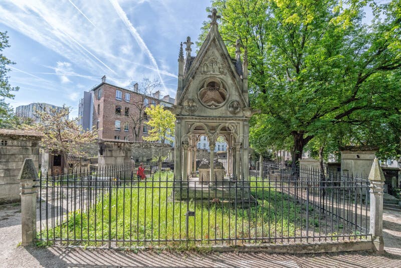 PARIS, FRANCE - MAY 2, 2016: Abelard and Heloise tomb in Paris in the historic Pere Lachaise Cemetery.