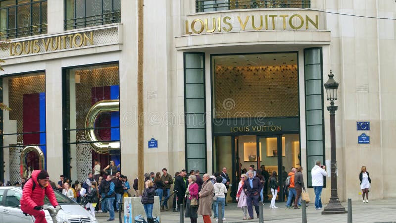 The entrance of Louis Vuitton Paris Store on Boulevard Champs-Elysees,Paris  France Stock Photo - Alamy