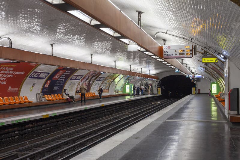 Paris, France - September 05, 2022: Place Monge is a Station of Line 7 ...