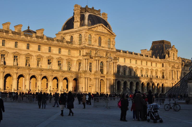 Paris, France - 02/08/2015: View of the Louvre museum royalty free stock photography Paris, France - 02/08/2015: View of the Louvre museum royalty free stock photography