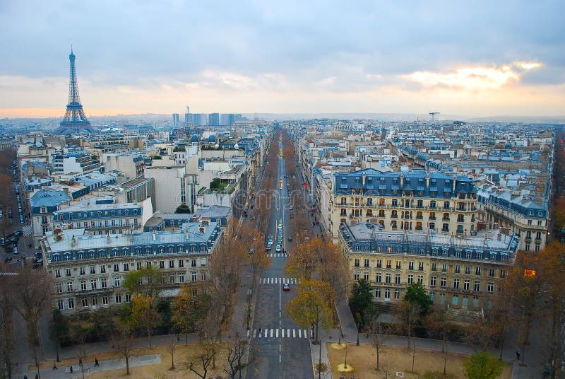 Paris, France, viewed from the Arc de Triomphe stock image Paris, France, viewed from the Arc de Triomphe stock image