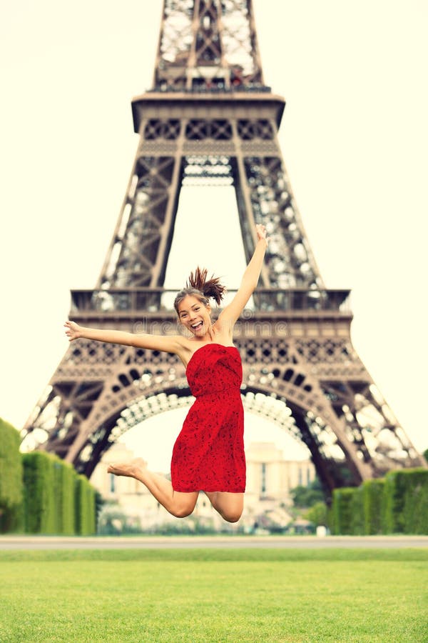Paris girl at Eiffel Tower stock image. Image of energy - 20511021