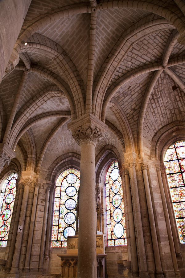 Paris Interior Of Saint Denis Gothic Cathedral Stock Image Image