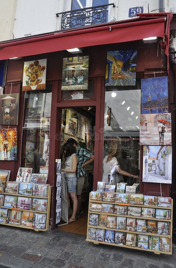 Paris,July 17Arts Shops from Montmartre in Paris Editorial Photo